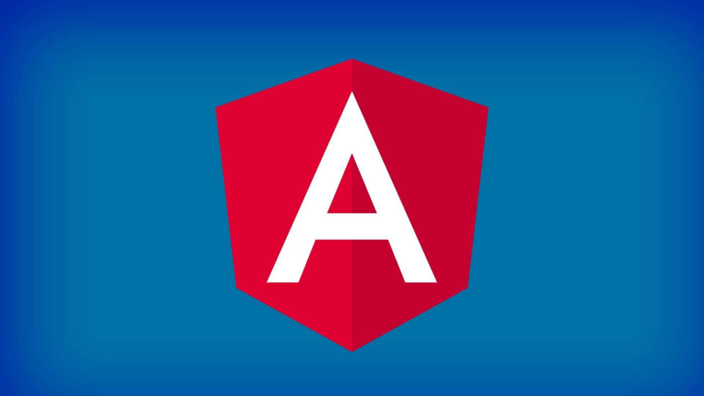 Angular logo white A on red shield blue gradient background HD wallpaper for developers