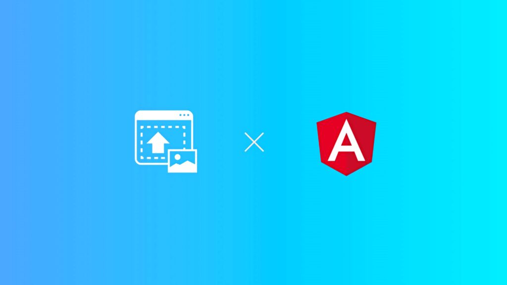 Angular Version 8 logo on gradient blue background representing modern web development framework Wallpaper