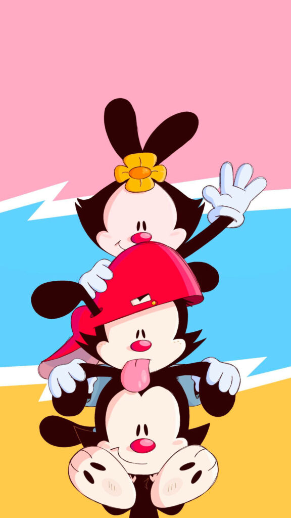 Animaniacs Warners Yakko Wakko Dot stacked fan art wallpaper colorful pastel background