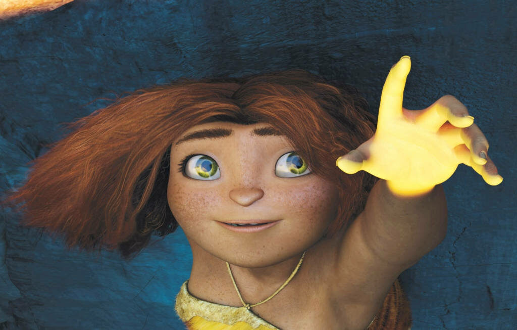 Curious Animated Character with Green Eyes in Cave-Like Wallpaper
