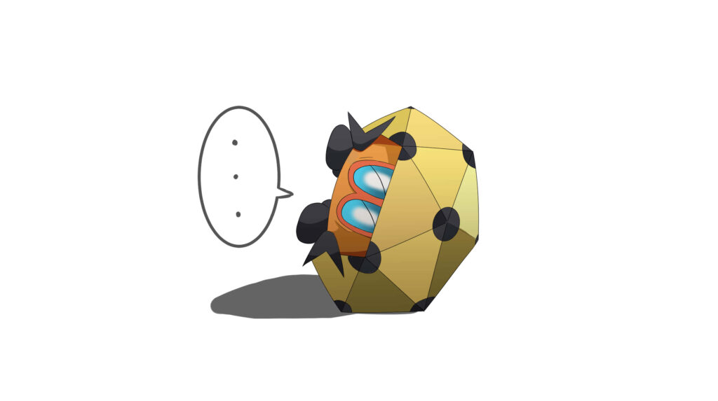 Curious Animated Creature Wallpaper: Orange & Blue Geometric Design