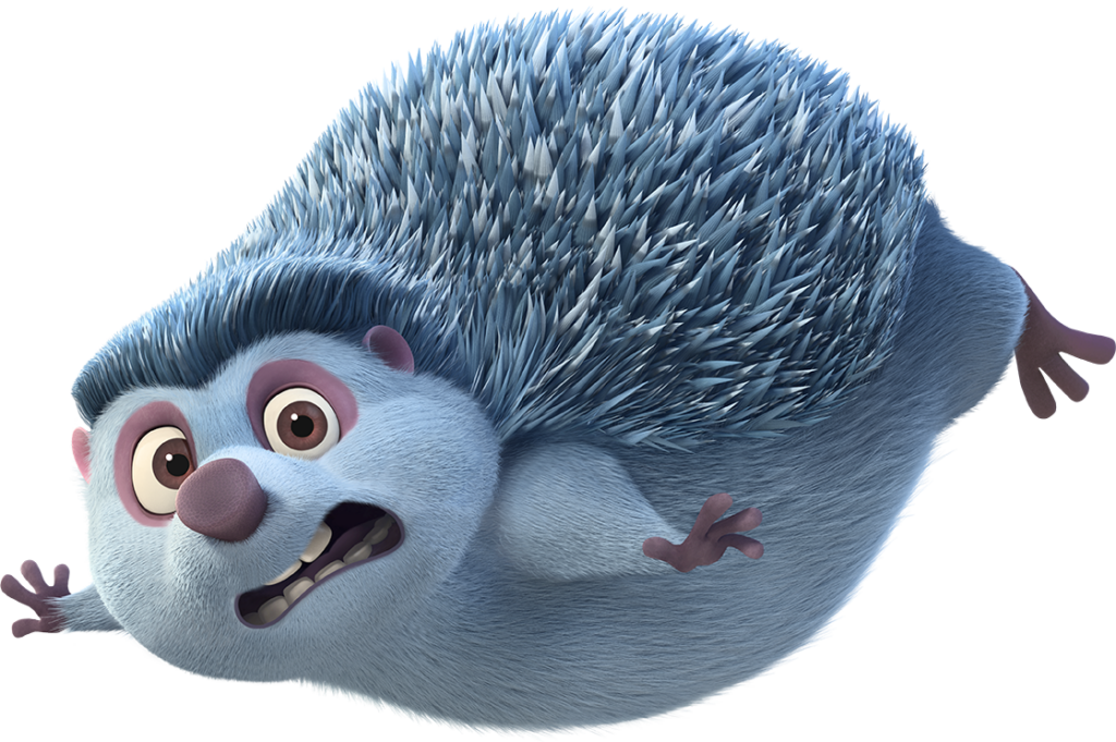 Animated Hedgehog Wallpaper: Fluffy Blue Character in Mid-Air Leap