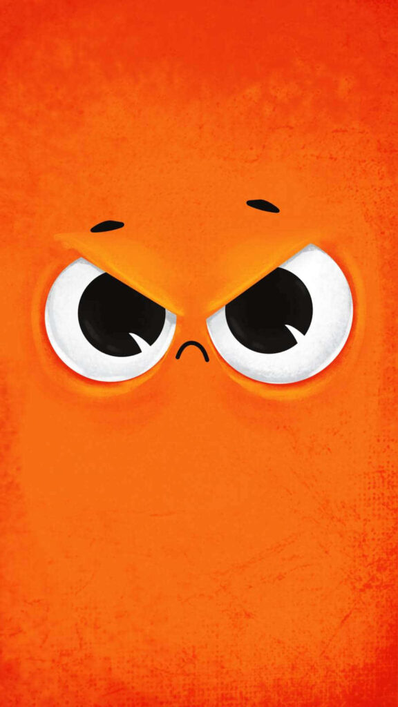 Animated Bright Orange Background with Grumpy Face - Humorous Wallpaper