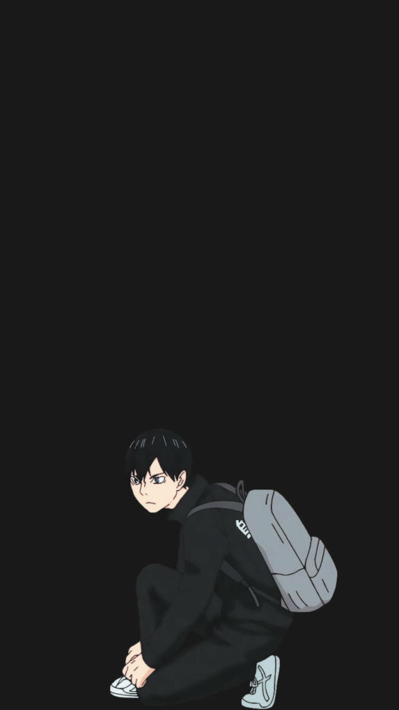 Anime Zone: Discover Kageyama Tobio (from Haikyu!!) as He Laces Up - Enigmatic Dark-haired Portrait Wallpaper