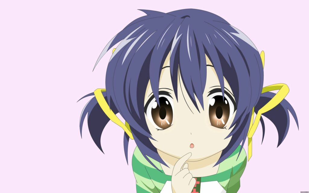 Vibrant Anime Girl Wallpaper with Ribbons and Pastel Background