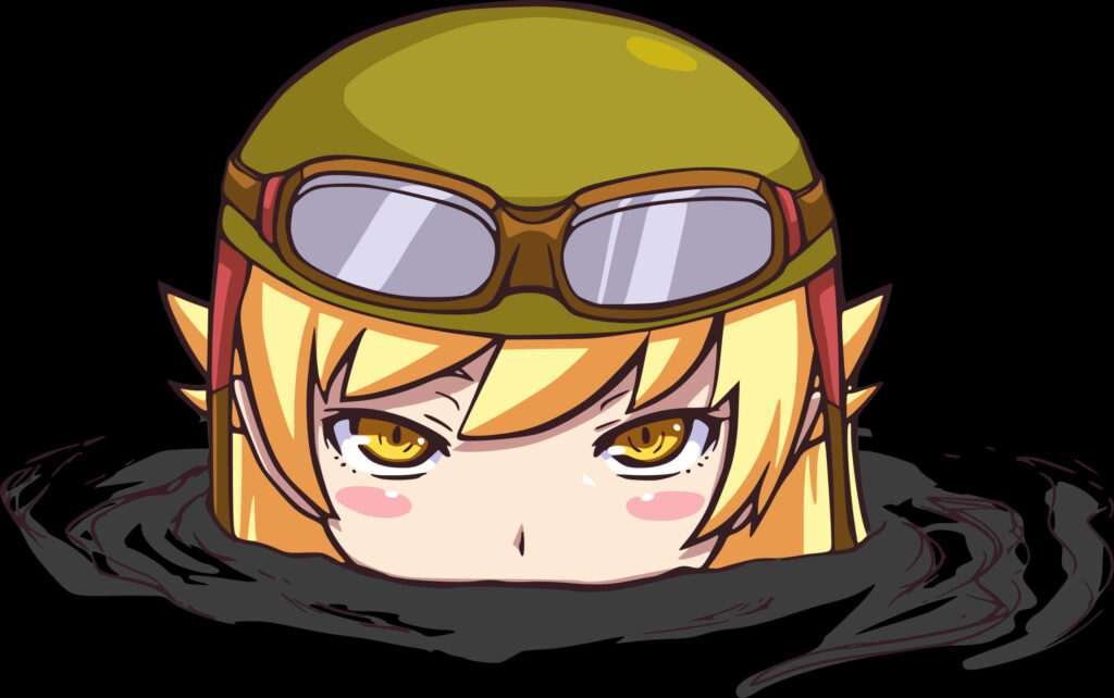 Playful Anime Character Wallpaper with Green Helmet & Golden Hair