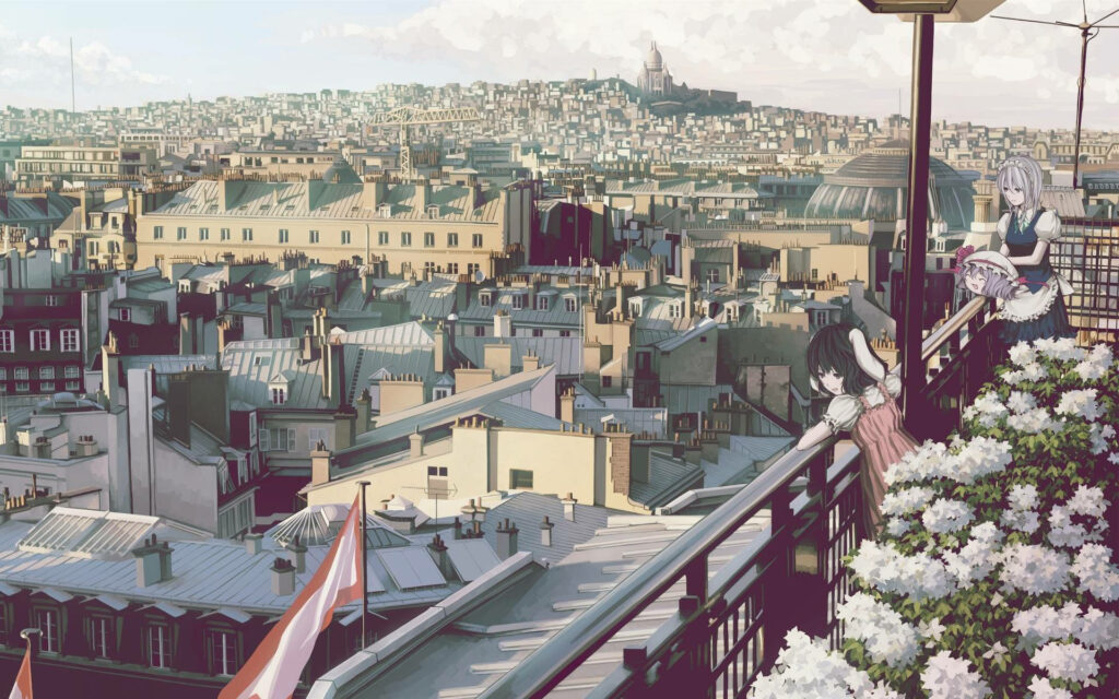 Immerse Yourself in the Captivating Anime Cityscape, where Creativity Unleashes! Wallpaper