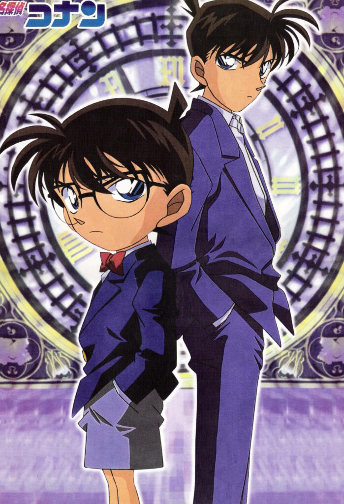 Detective Conan Wallpaper: Conan Edogawa & Shinichi Kudo with Clock