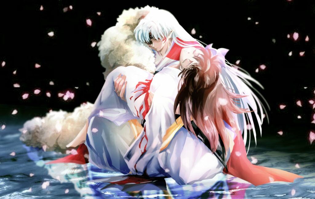 Epic Clash: Rin and Sesshōmaru in Anime-Inspired QHD Wallpaper