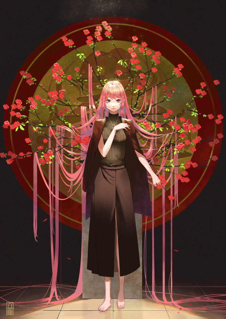 Anime Girl Amidst Sakura: Serene Springtime Wallpaper