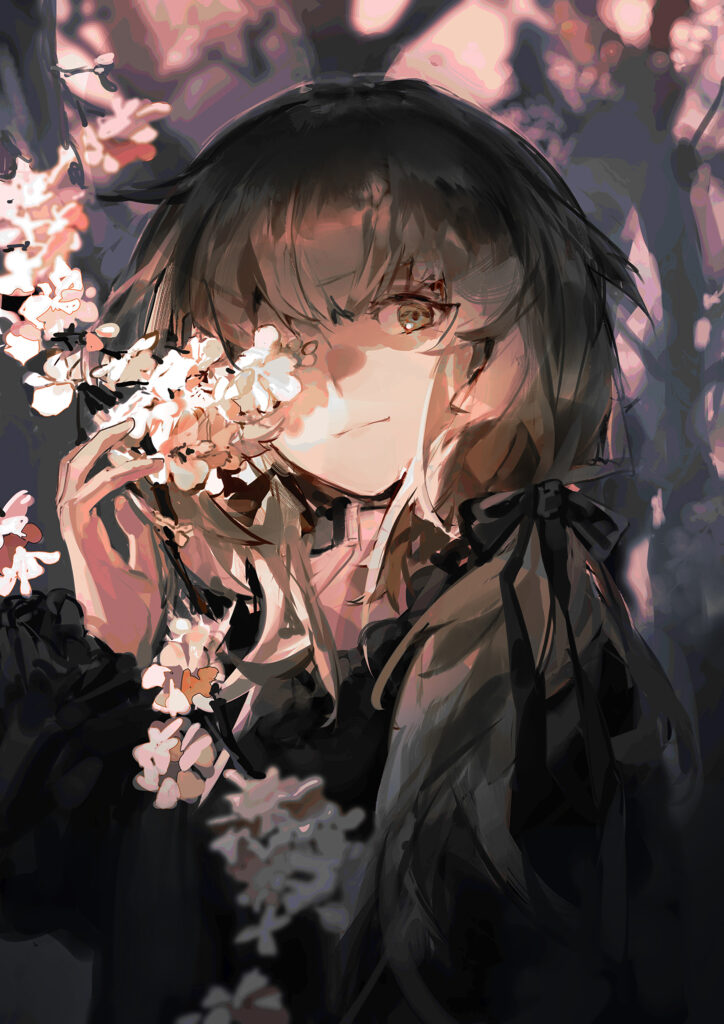 Anime Girl Amidst Sakura Flowers - Captivating Wallpaper Art