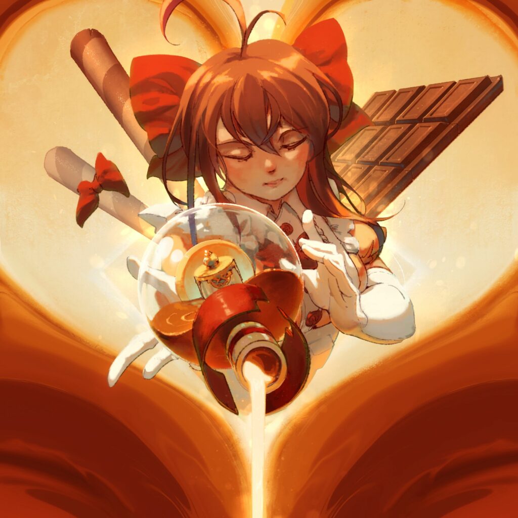 Whimsical Anime Girl Surrounded by Chocolate and Sweets Wallpaper