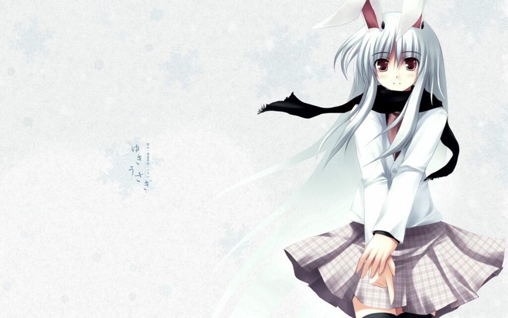 Anime Girl with Long Blonde Hair and Rabbit Ears on Stylish Background Wallpaper