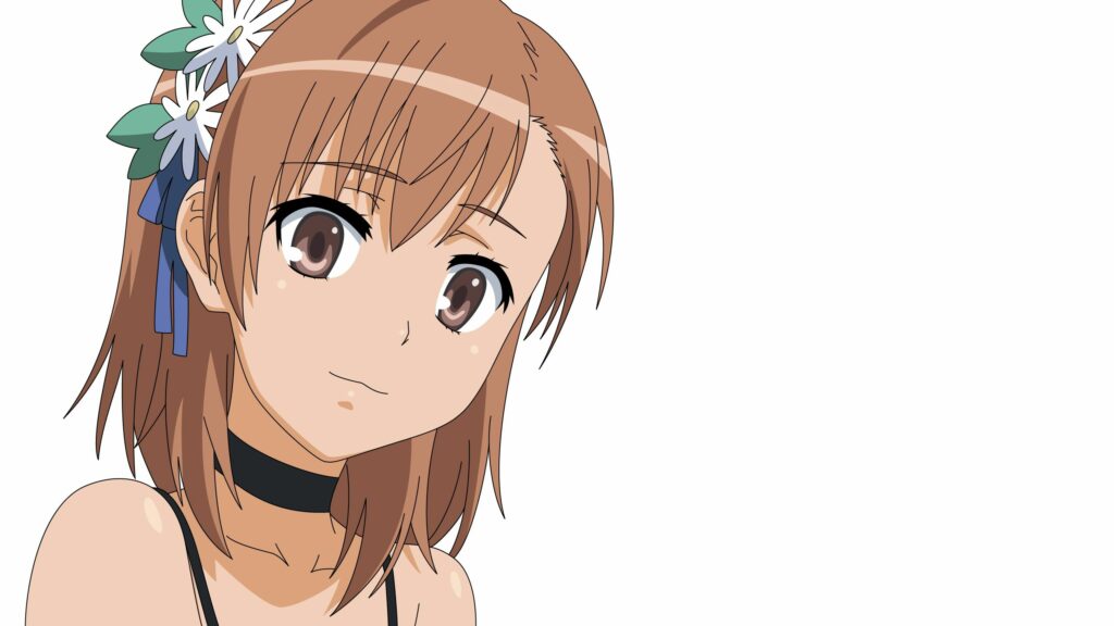 Brunette Girl in Flower Wreath - Anime Style Wallpaper