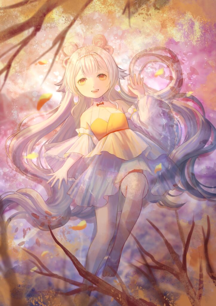 Anime Girl Wallpaper: Radiant Smile & Dreamy Colorful Background