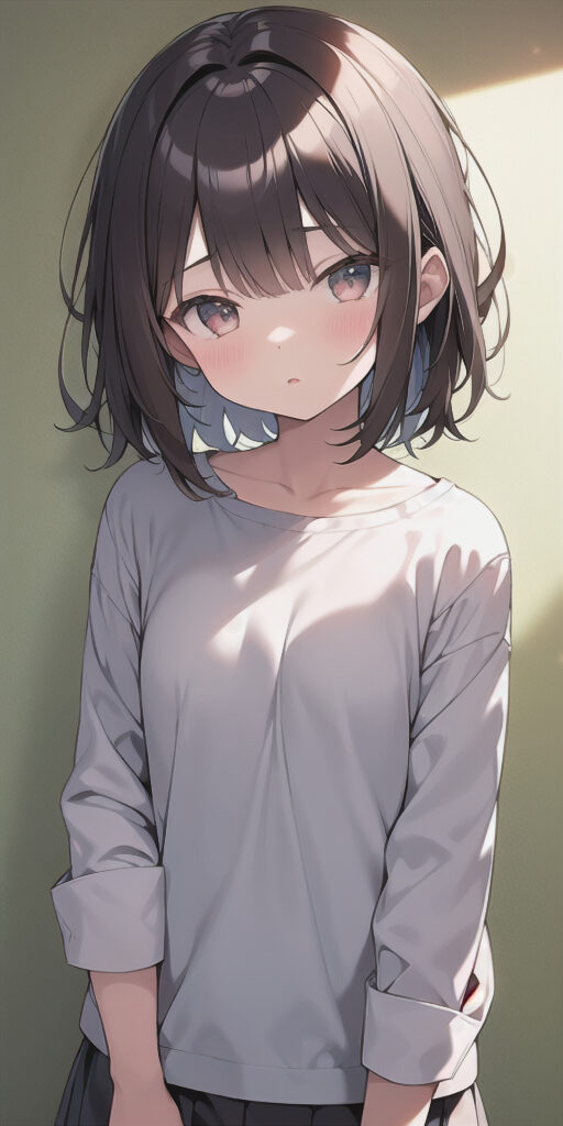Shy Anime Girl Wallpaper with Blush and Soft Background