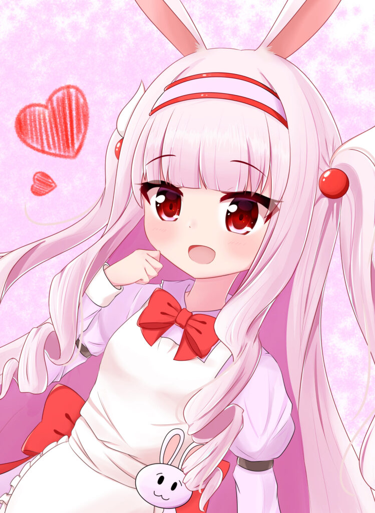 Anime Girl with Rabbit Ears: Cute Pink Wallpaper Background