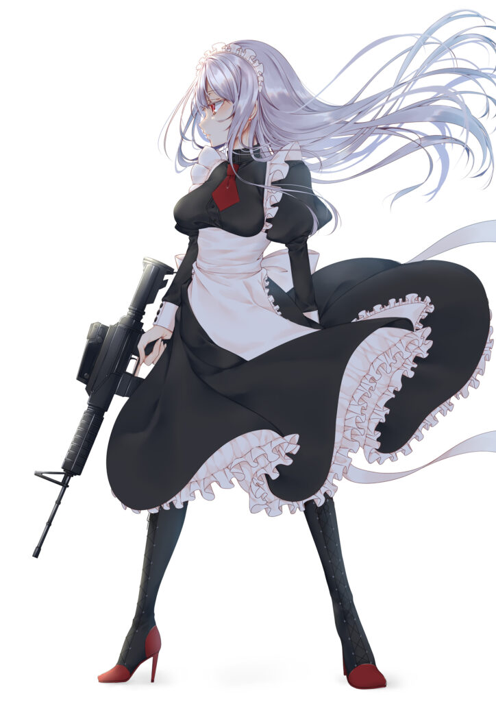 Anime Maid with Machine Gun: A Bold Blend of Tradition and Modernity Wallpaper