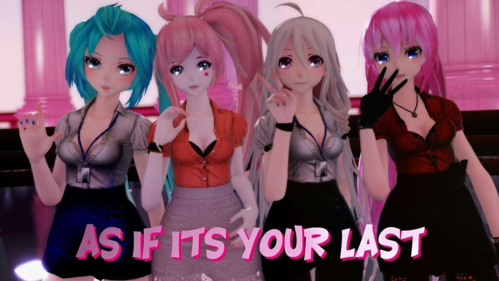 Anime Beauties Unite: Blackpink's Alluring Melody Meets Iconic Pink-Glow MV with Epic Crossover Wallpaper