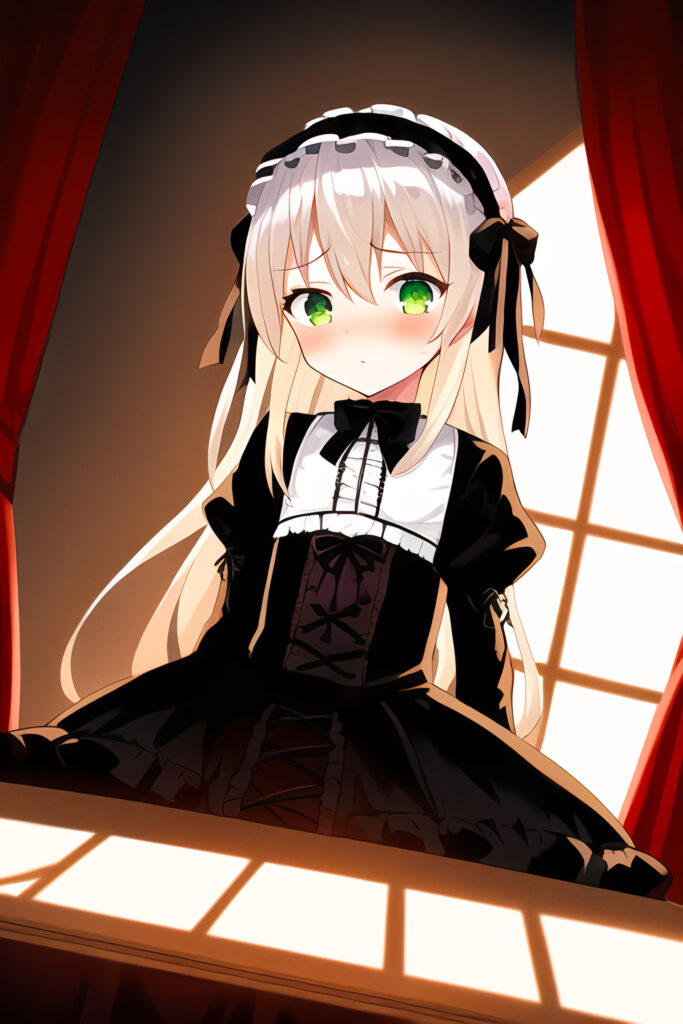 Anime Maid Girl by Window: Charming Wallpaper with Warm Atmosphere