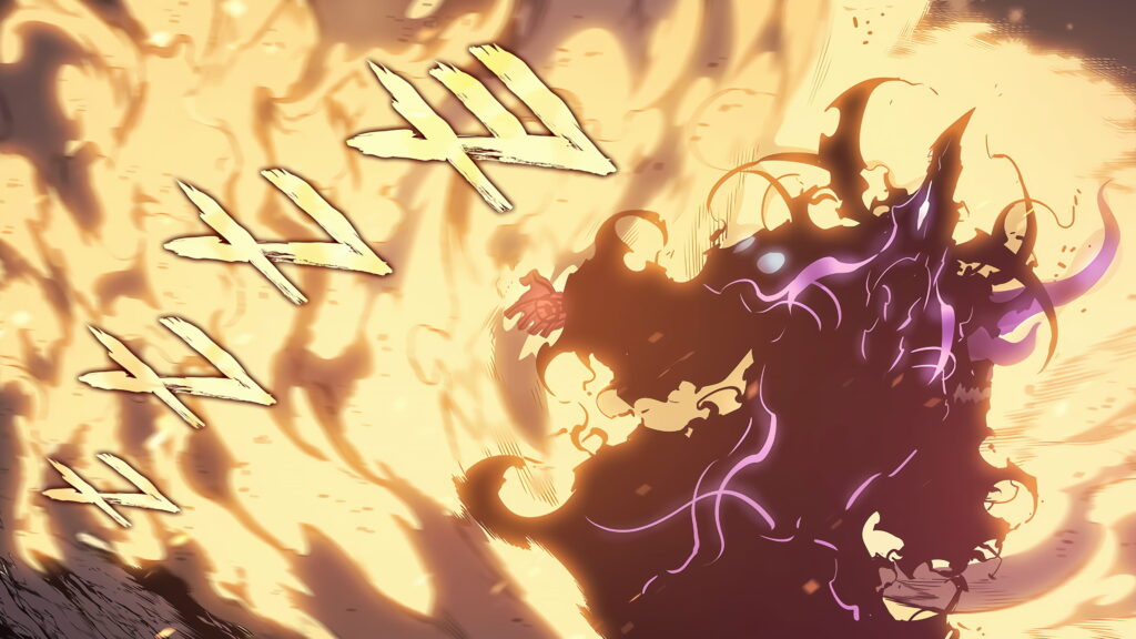 Unleashing the Power: Anime Protagonist in Solo Leveling Fights with Tusk, Lending an Epic HD Wallpaper Background
