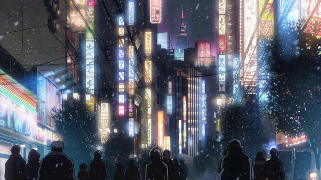 Neo Tokyo: A Luminous Haven of Anime Glitz and Glam Wallpaper