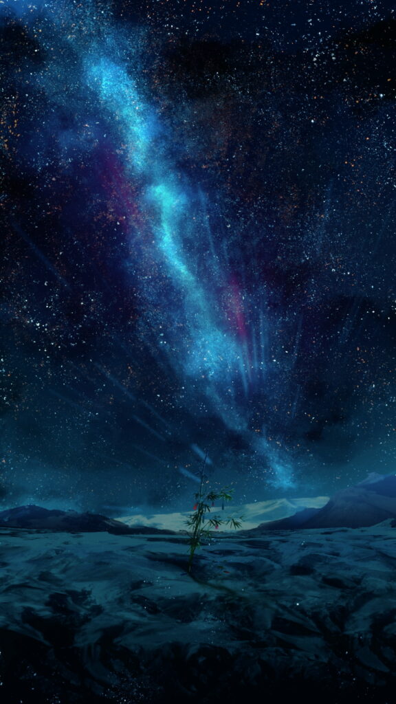 Enchanting Anime Night: A Breathtaking Milky Way Skyline, Perfect for HD Phone Wallpaper