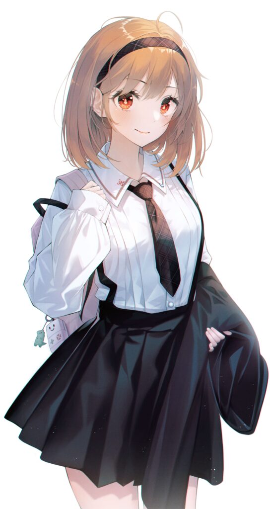 Charming Anime Schoolgirl Wallpaper with Gentle Expression