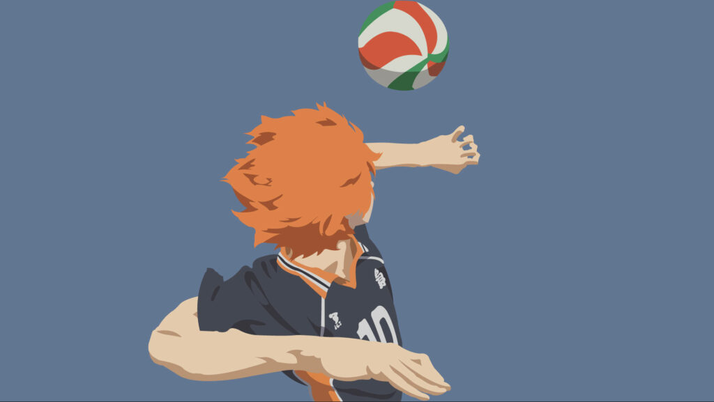 Dynamic Anime Volleyball Wallpaper: Orange-Haired Character in Action