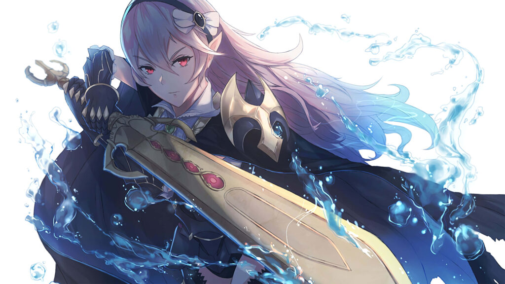 Anime Wallpaper: Character with Sword and Dynamic Water Effects