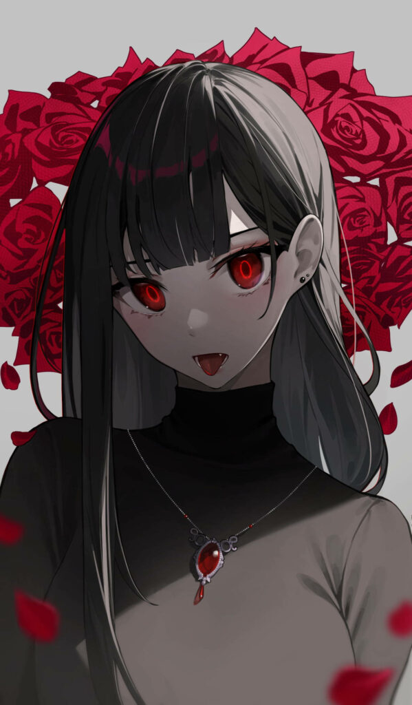 Captivating Anime Girl Wallpaper: Red Eyes & Ombre Hairstyle
