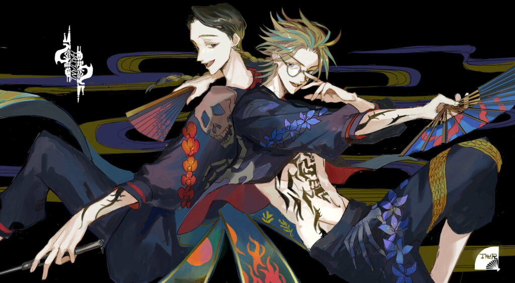 Tokyo Revengers Haitani brothers Ran and Rindo anime wallpaper traditional attire tattoos