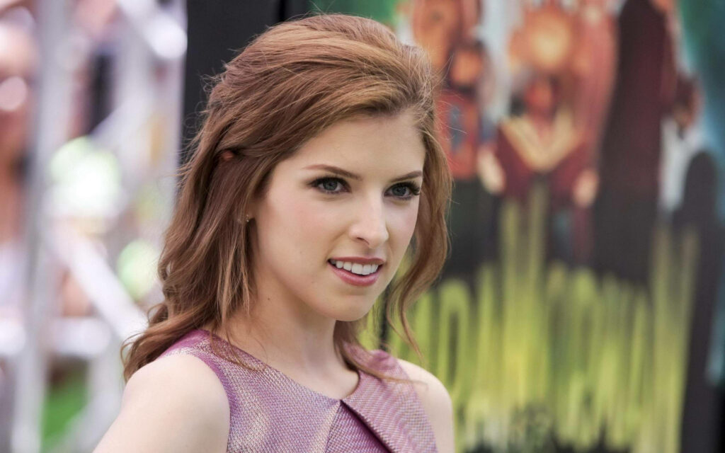 Close-up of Hollywood actress Anna Kendrick with natural beauty and poised expression wallpaper