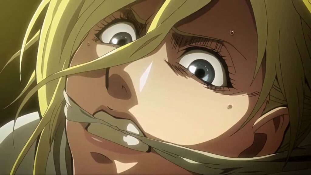 Annie Leonhart fierce warrior portrait wallpaper showing strength and determination background
