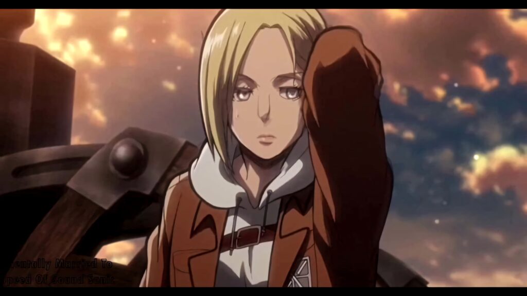 Portrait of Annie Leonhart warrior against dramatic sky fearless determined female fighter wallpaper