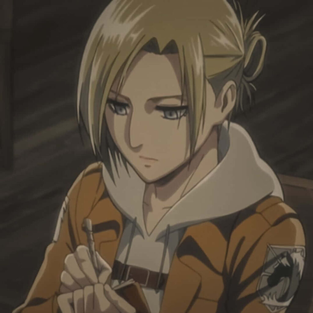 Annie Leonhart in Survey Corps uniform showing quiet determination and inner strength wallpaper