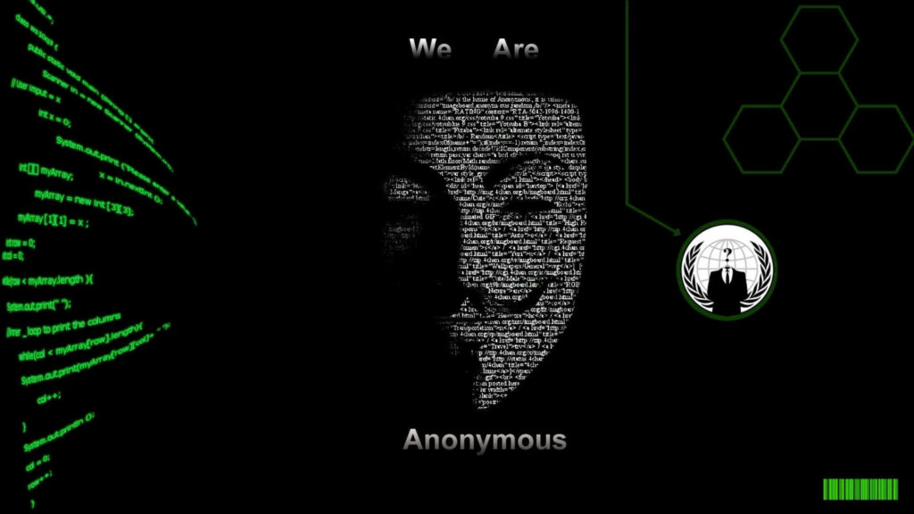Digital Revolution: Matrix Code Fills the Anonymous Hacker Mask in 4k Resolution Wallpaper