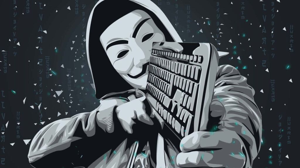 Keyboard Warrior in Most Dope Aesthetic: Vector Art depicting Anonymous embracing the cyber realm Wallpaper