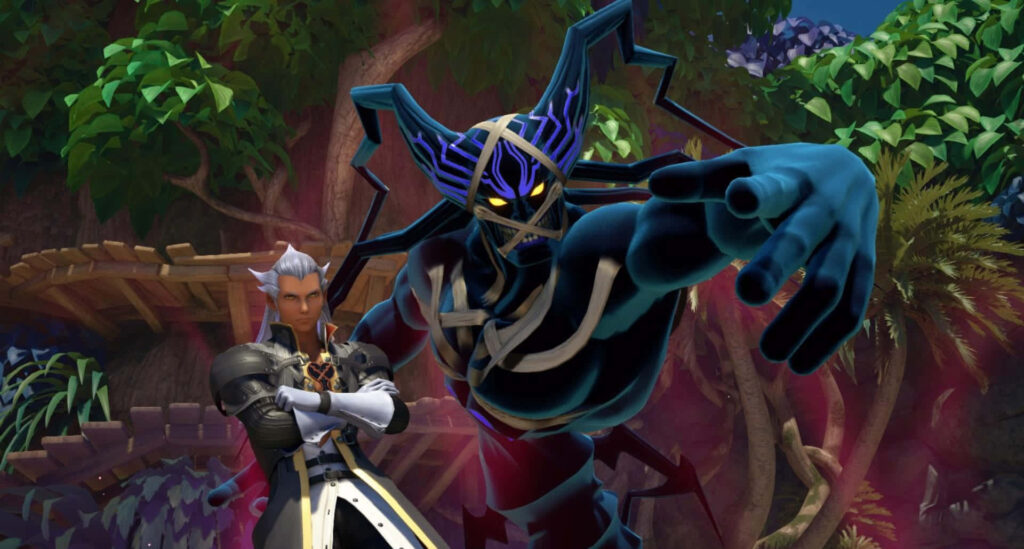 Ansem Seeker of Darkness confident pose dark mysterious background wallpaper image.
