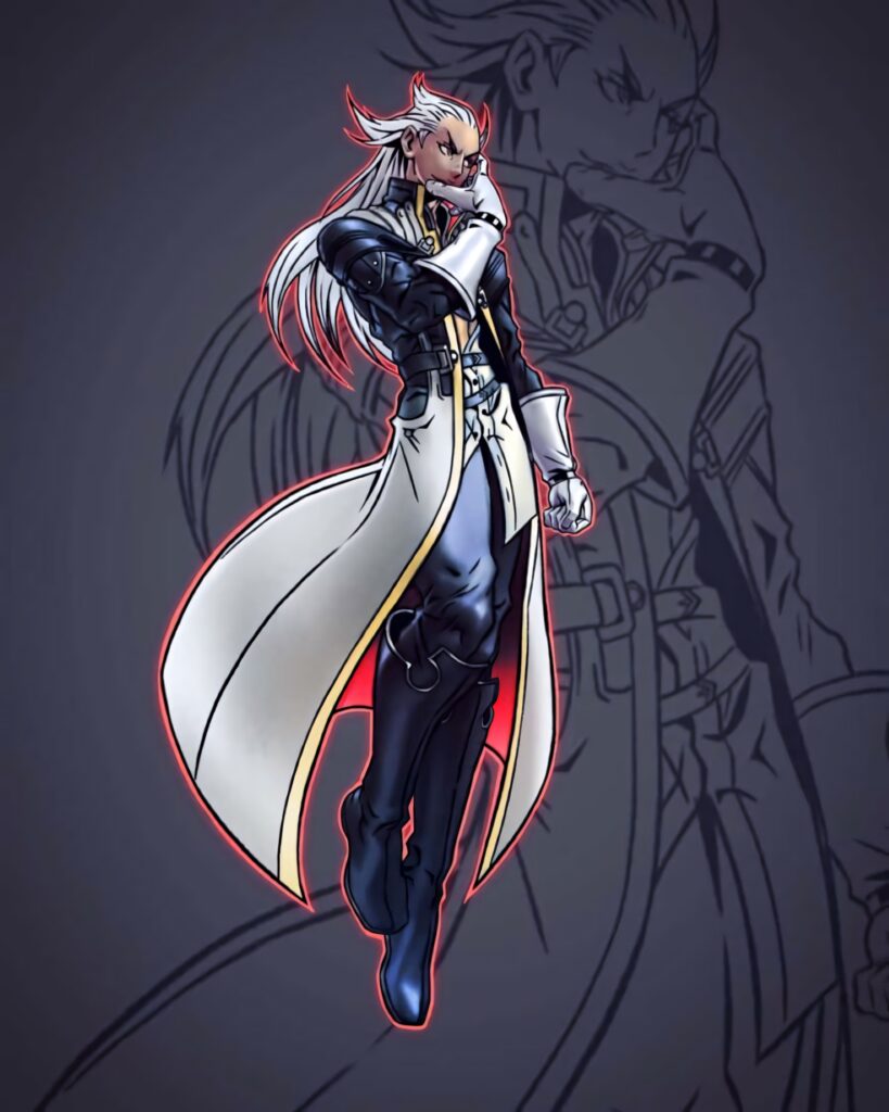 Ansem Seeker of Darkness in intense pose with white coat and dark commanding presence wallpaper