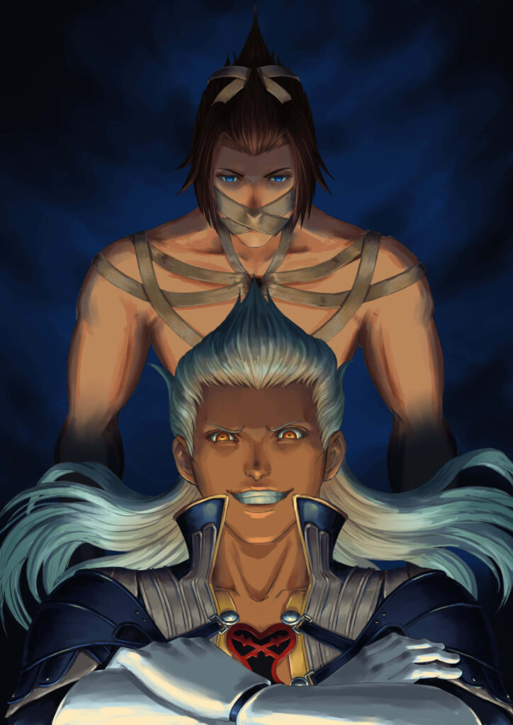 Ansem Seeker of Darkness with sinister expression foreground intense dramatic wallpaper background
