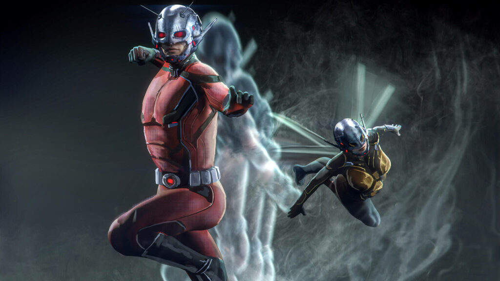 Marvelous Mayhem: Ant Man and The Wasp Suit Up for Action Amongst a Swarm of Insects Wallpaper