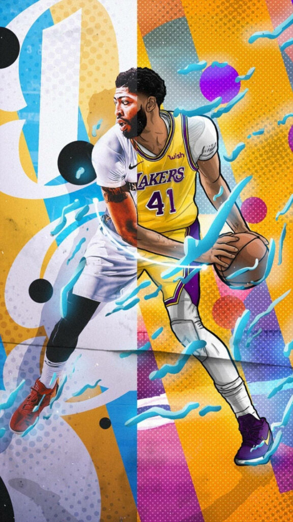Anthony Davis vibrant multi-colored abstract basketball wallpaper showcasing athletic energy
