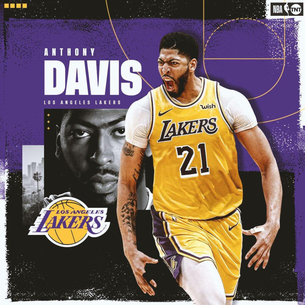 Anthony Davis intense expression Lakers wallpaper showing powerful basketball passion and presence