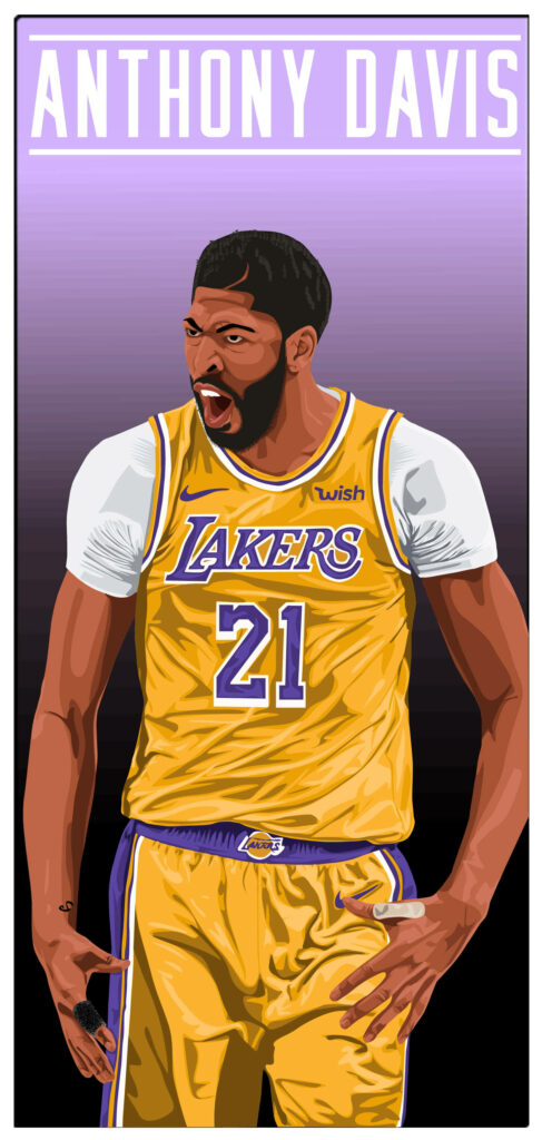 Anthony Davis Lakers wallpaper vector art intense energy dynamic basketball court background