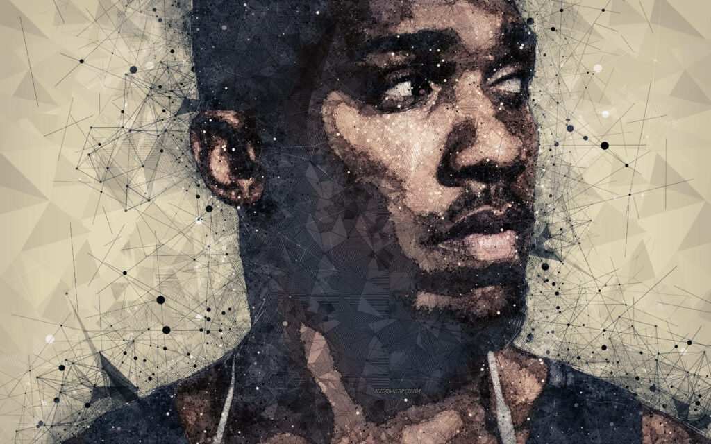 Geometric polygonal Anthony Joshua wallpaper with sharp lines modern boxer profile background