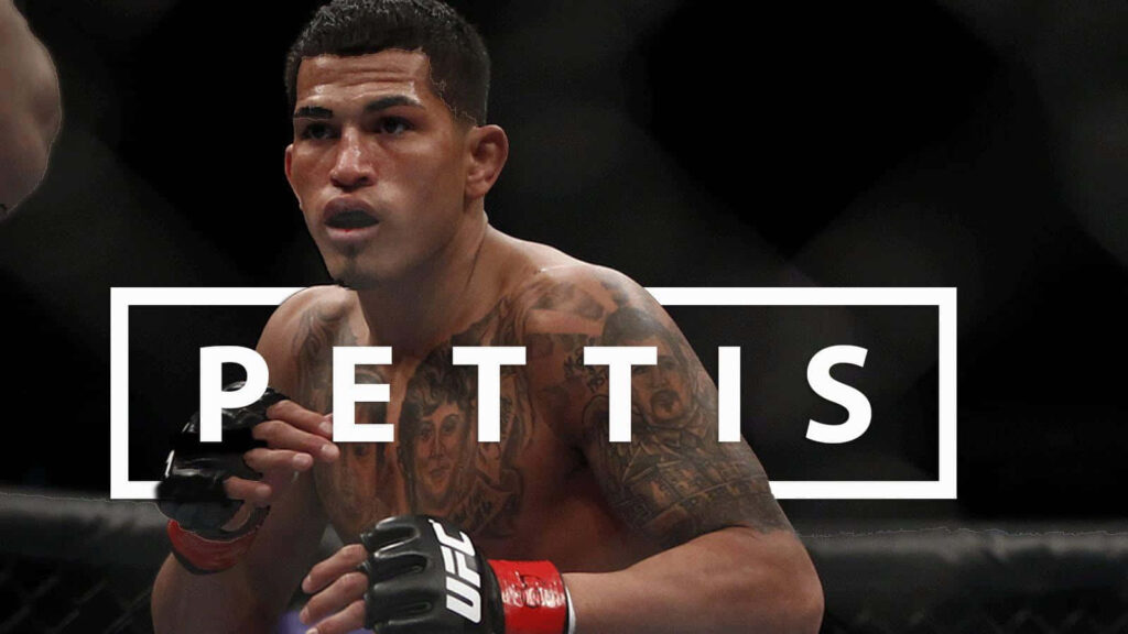 Anthony Pettis UFC fighter ready in octagon with tattoos showing intense MMA focus wallpaper