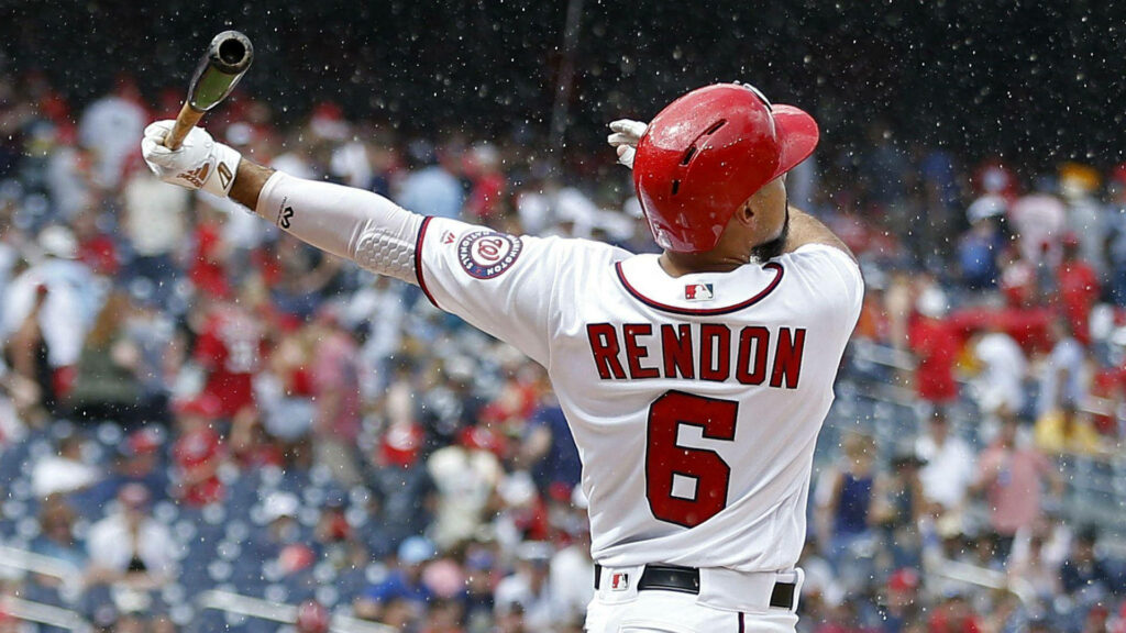 Anthony Rendon with bat on baseball field dynamic sports wallpaper background iconic scene