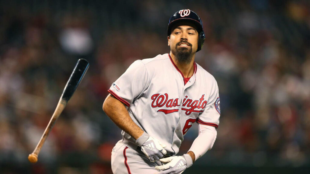 Anthony Rendon focused on bat during Washington Nationals game dynamic baseball wallpaper background