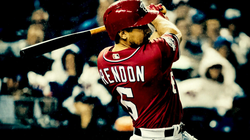 Anthony Rendon mid-swing vintage filtered dynamic baseball action wallpaper background